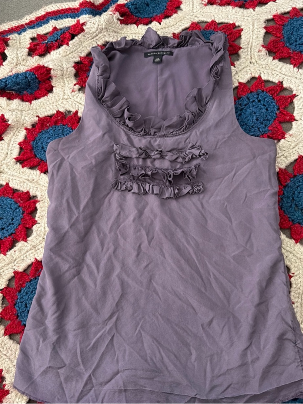 Banana Republic Lavender Ruffle-Front Sleeveless Camisole